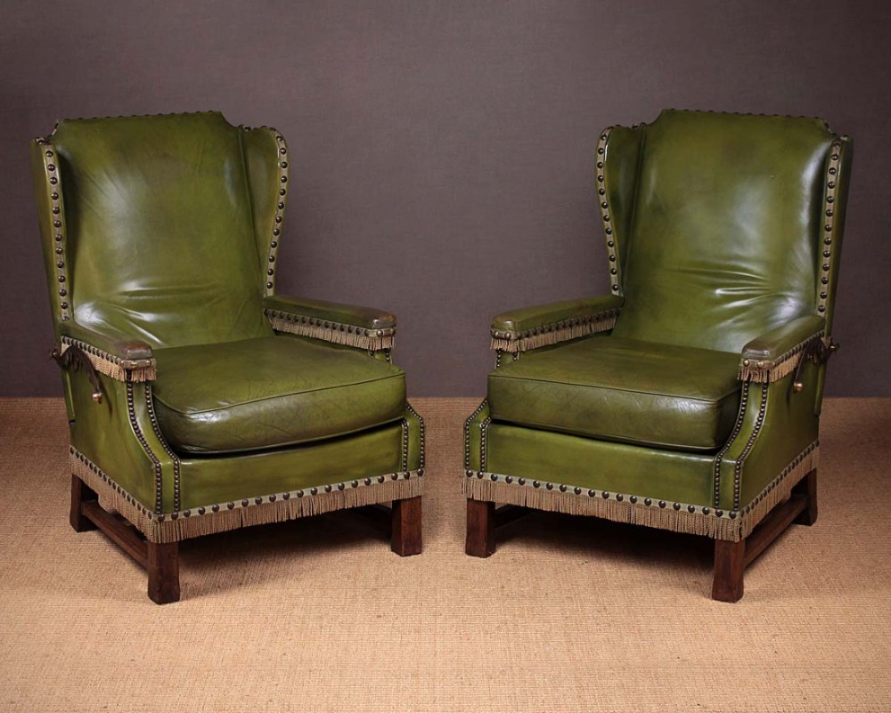 Pair of Reclining Leather Armchairs c.1920.