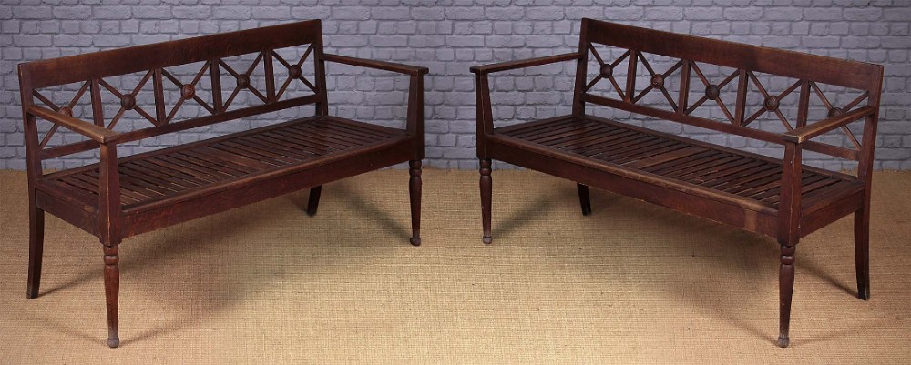 Pair Regency Style Oak Benches c.1930