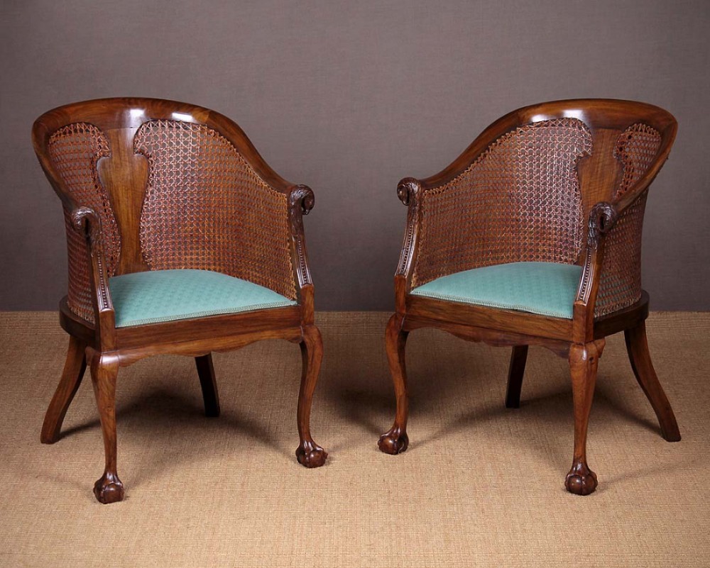 Pair of Bergere Armchairs with Eagle Head Carvings. c.1930.