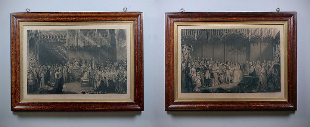 Pair of Large Framed Engravings of Queen Victoria c.1844.