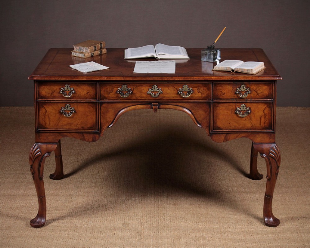 George II Style Walnut Desk Or Writing Table c.1920