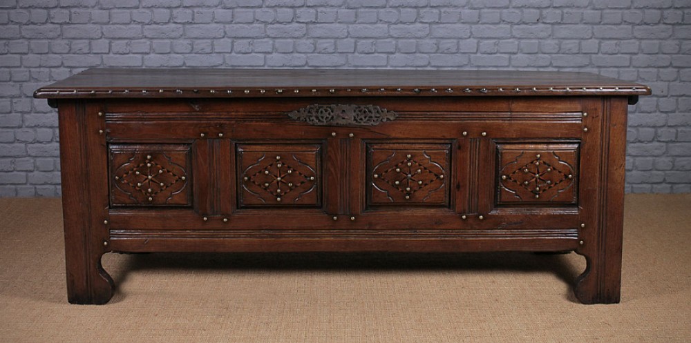 18th.c. French Inlaid Oak Dower Chest Or Coffer c.1790.