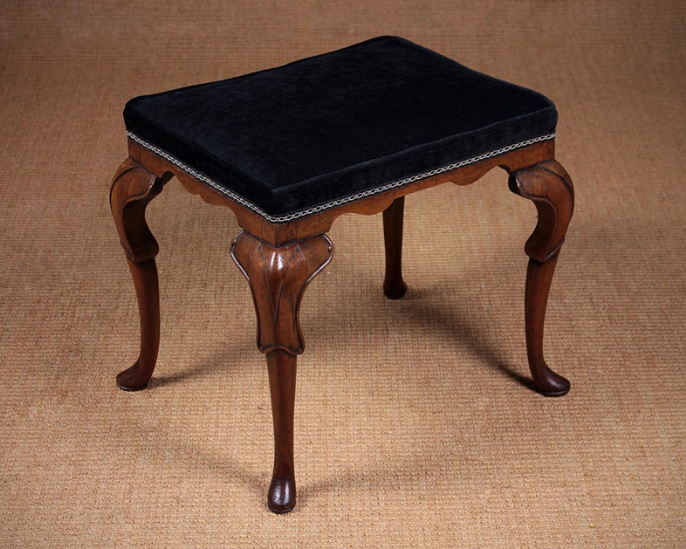 Walnut Cabriole Leg Stool c.1900