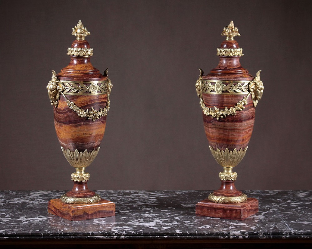 Pair Large 19th.c. Marble & Ormolu Garnitures c.1880