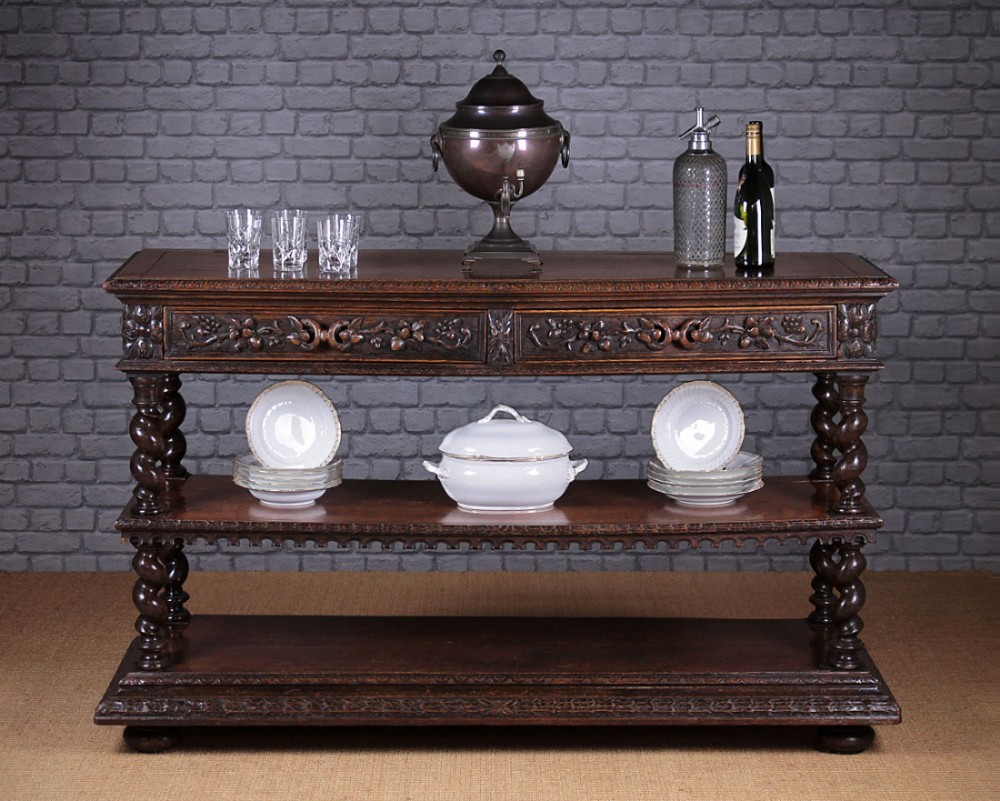 Late 19th.c. Carved Oak Serving Buffet c.1880.