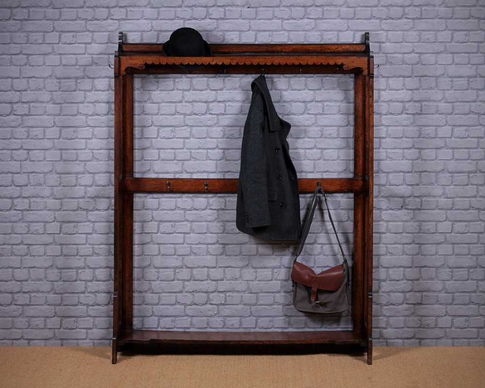Oak Hallway Coat Rack c.1905.