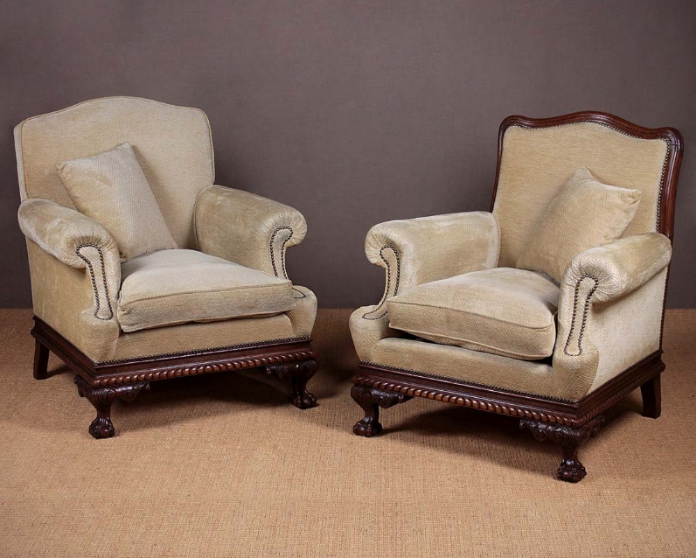 Pair of Low Back Easy Armchairs c.1920.