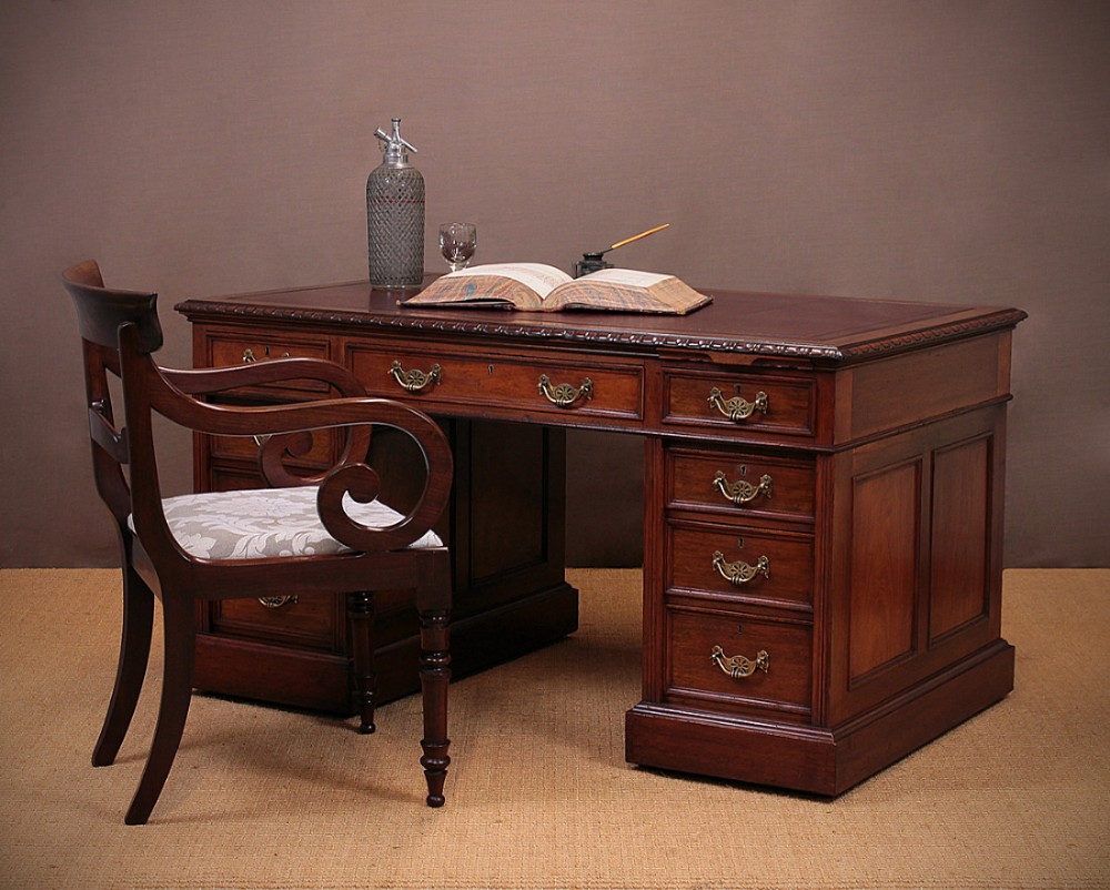 19th.c. Mahogany Double Sided Desk By Maple & Co c.1890.