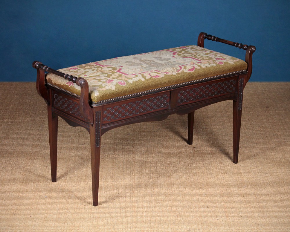 Mahogany Duet Piano Stool c.1910.