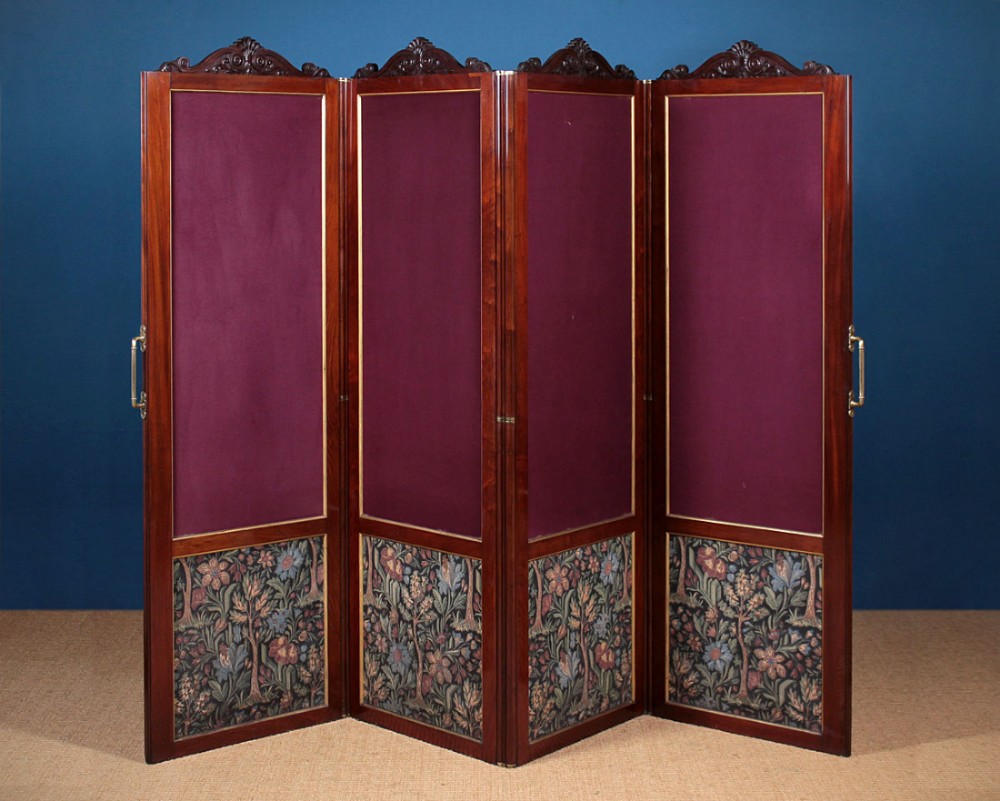 19th.c. Four Panel Folding Screen c.1890.