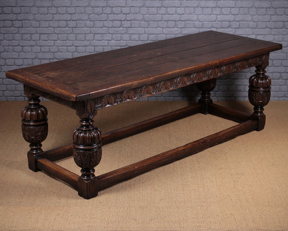 Large Carved Oak Refectory Table c.1910.