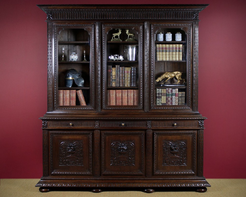 Carved Oak Library Bookcase c.1880.
