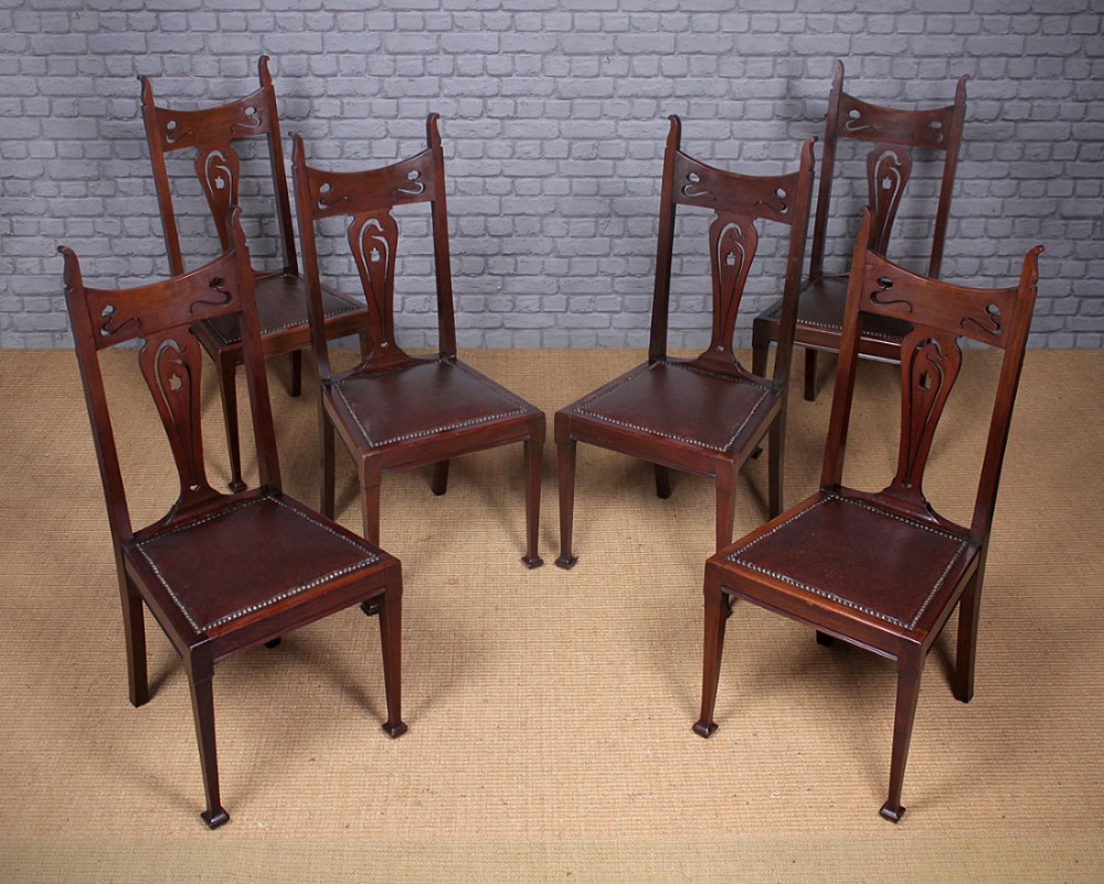 Set of Six Art Nouveau Dining Chairs c.1890.