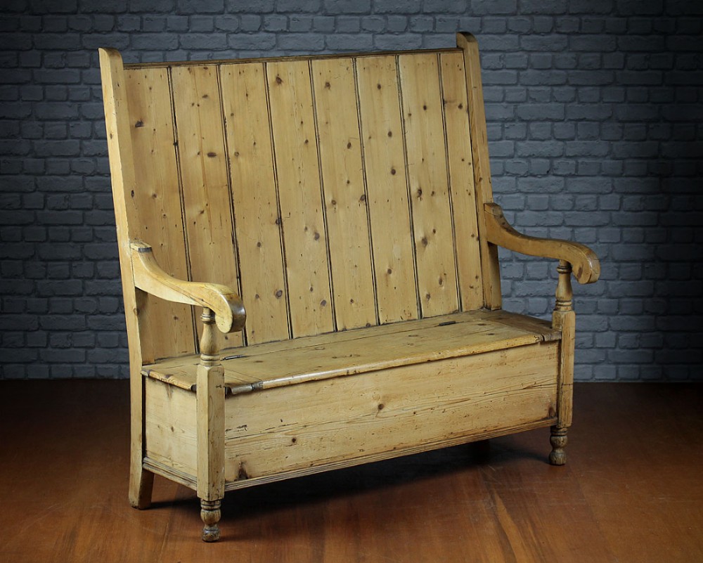 High Back Pine Box Settle c.1880.
