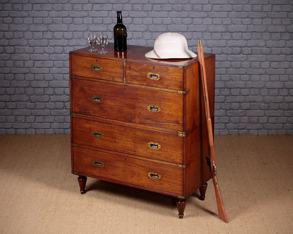Brass Bound Military Campaign Chest of Drawers c.1880.