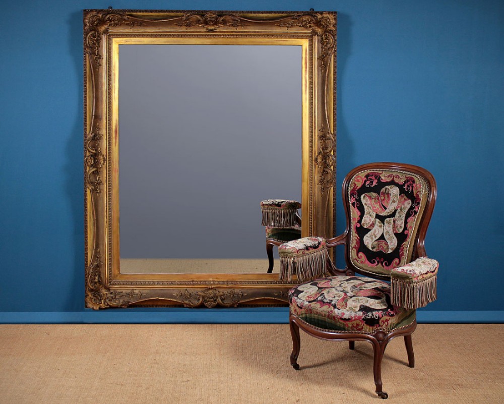 Very Large Mirror with 19th.c. Gilt & Gesso Frame c.1880.