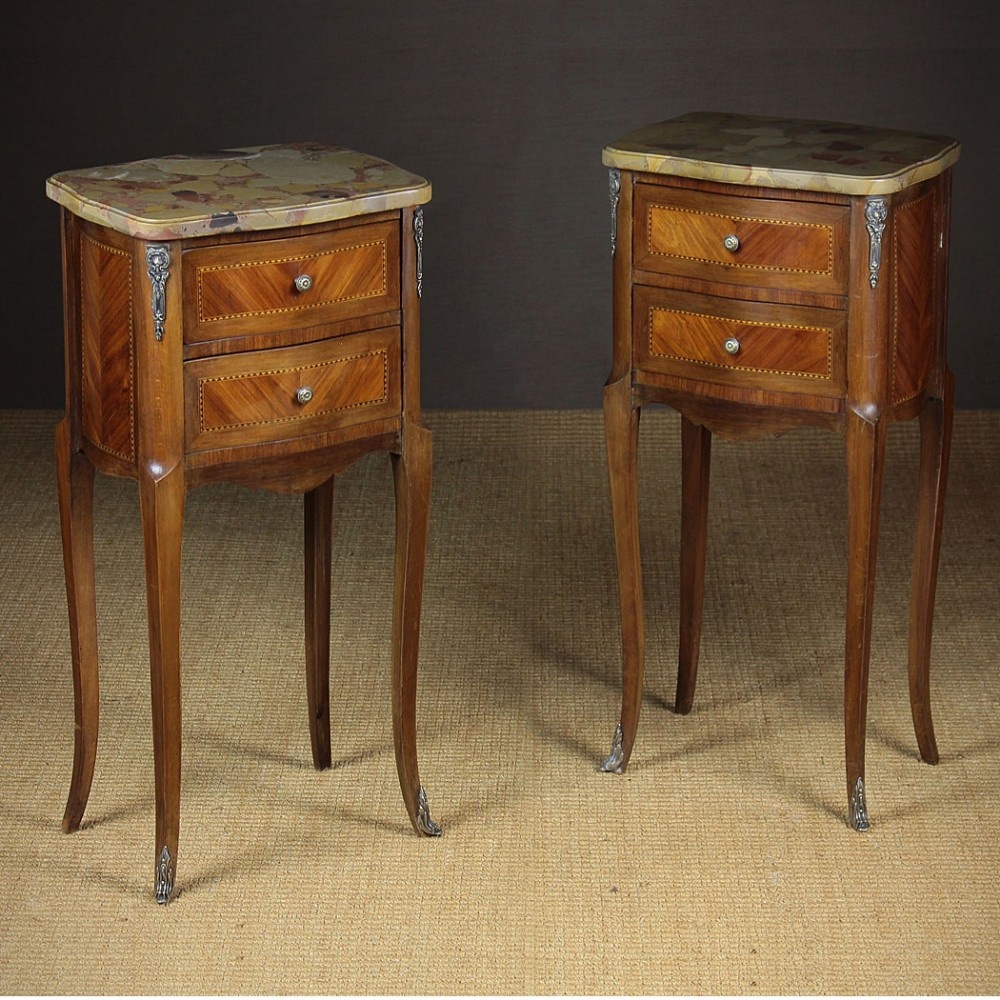 Pair Early 20th.c. Marble Top Bedside Drawers c.1930.