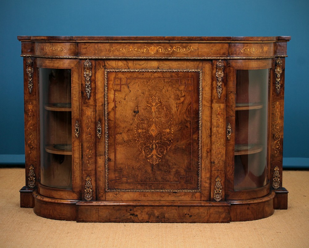 Burr Walnut & Ormolu Credenza Side Cabinet c.1880
