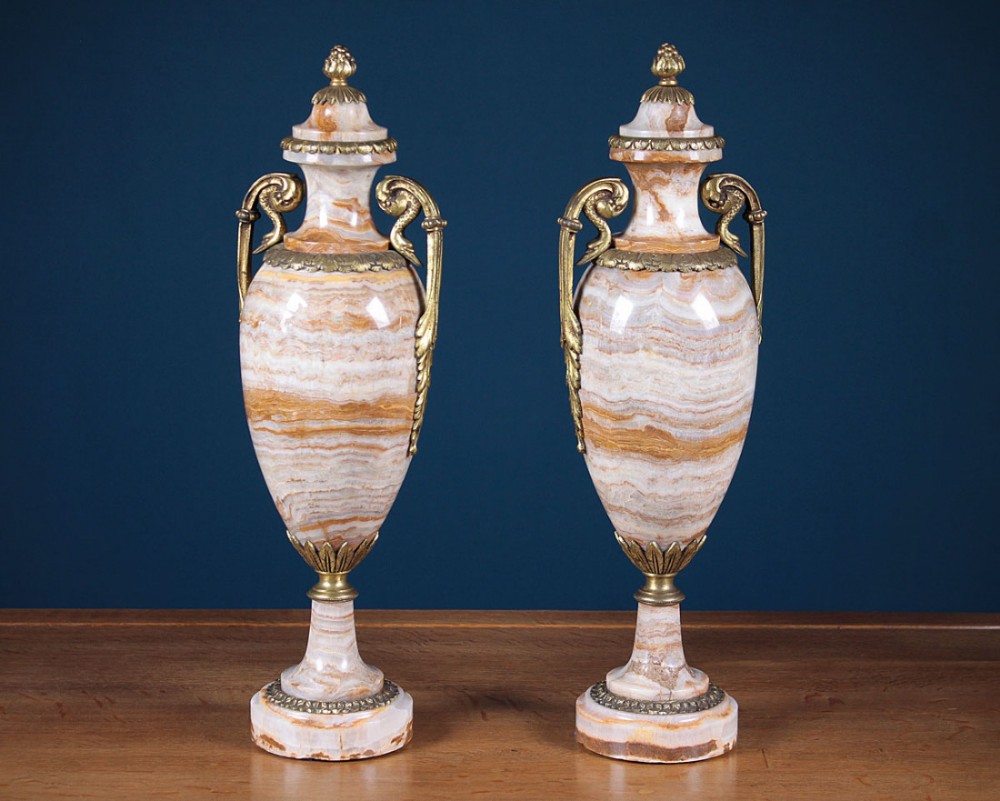 Large Pair of Marble & Ormolu Urn Garnitures c.1890.
