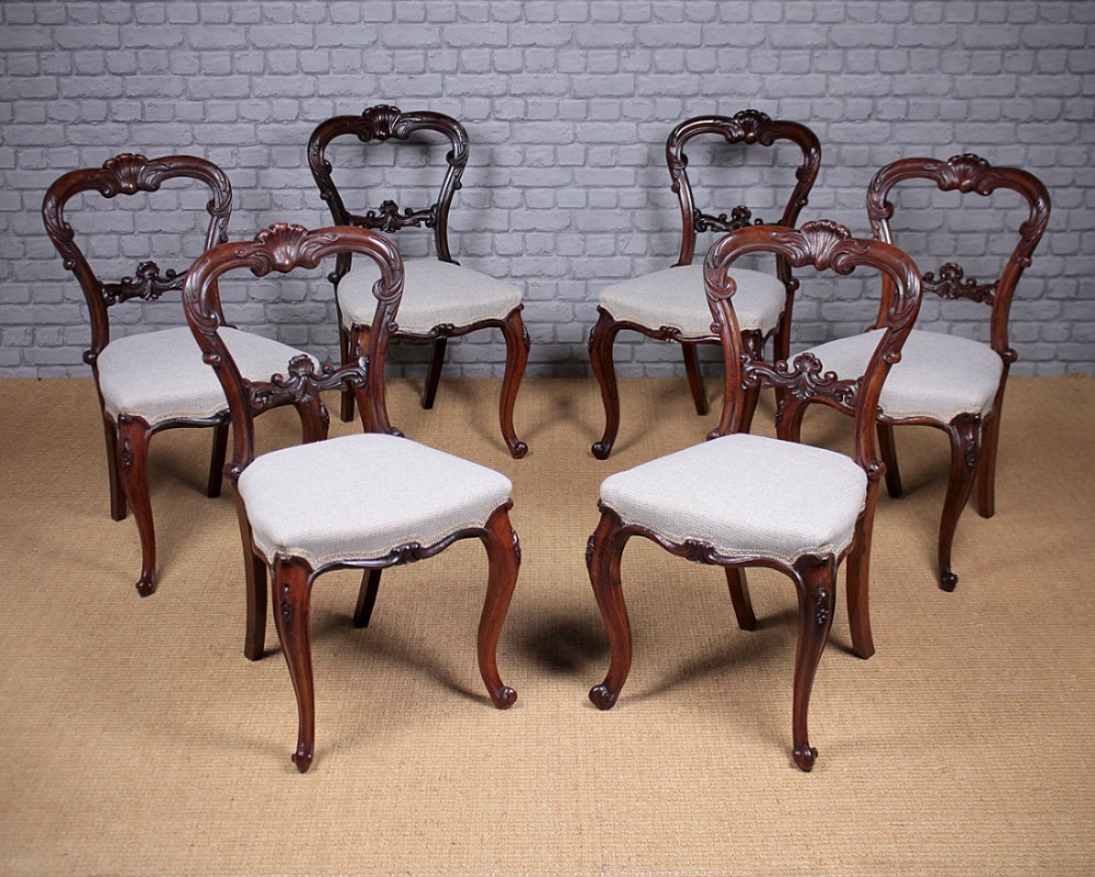 Set Of Six Mid 19th.c. Carved Rosewood Dining Chairs