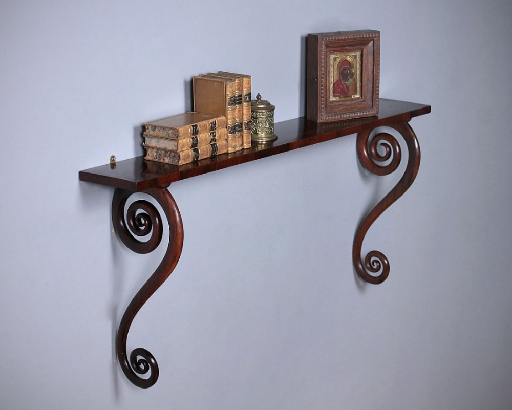 Rosewood Shelf on Scrolling Brackets c.1830.