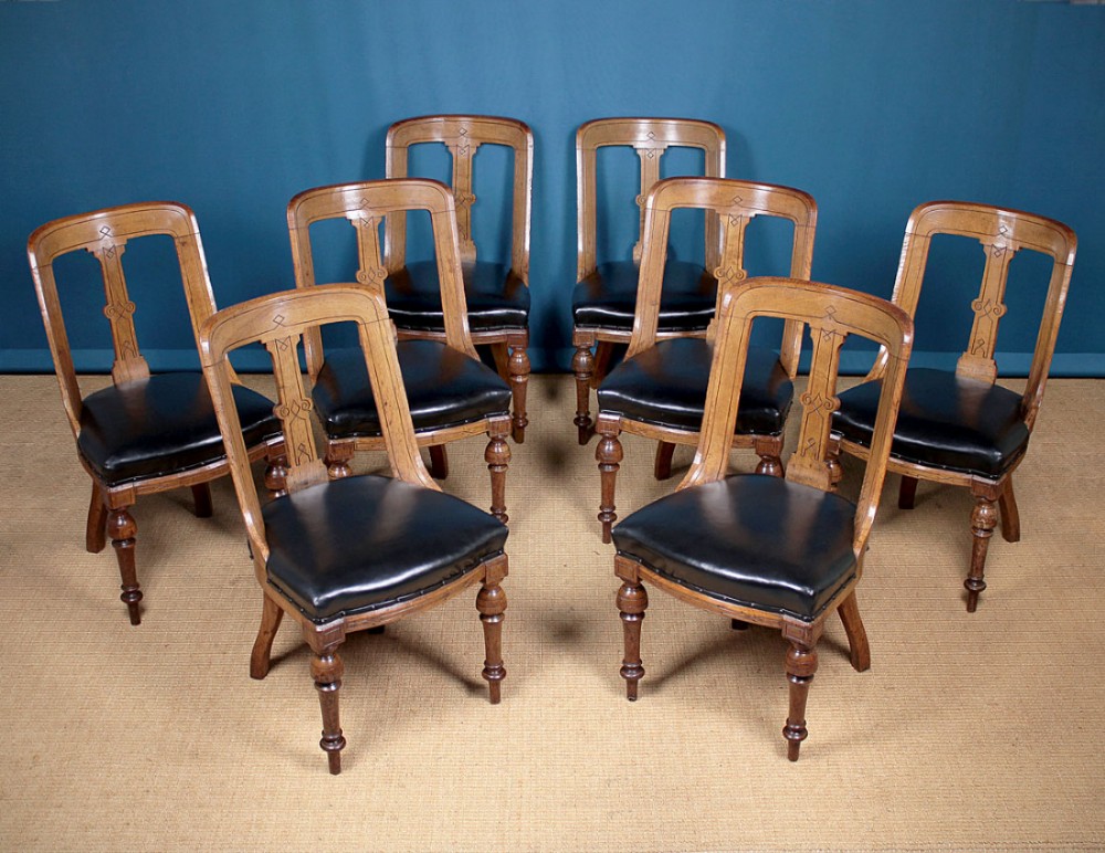 Set 8 19th.c. Oak Dining Chairs c.1875.