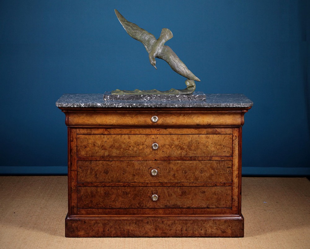 Burr Walnut Marble Top Chest of Drawers c.1830.