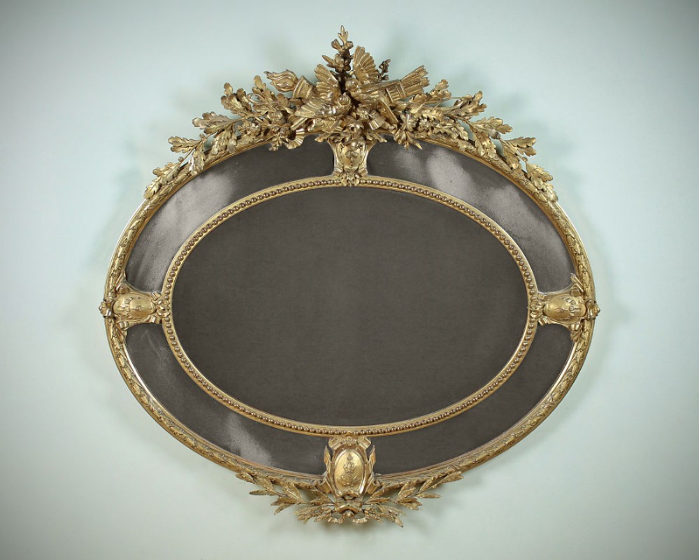 Large Gilded Overmantle Mirror with Exceptional Gesso Frieze c.1890