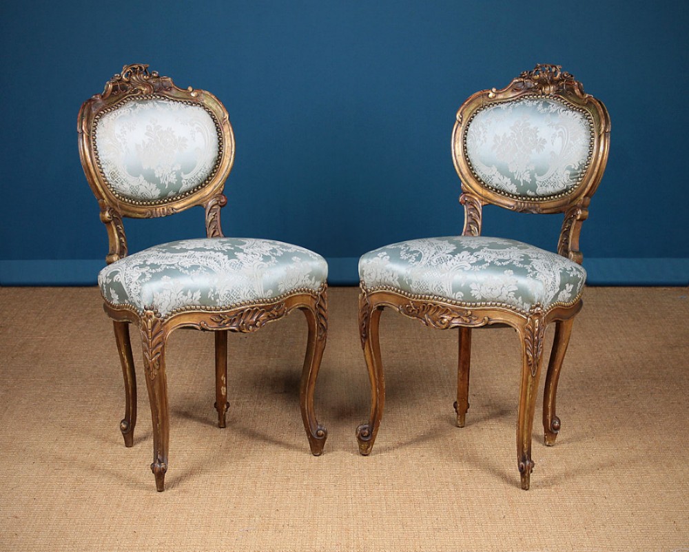 Pair of French Giltwood Side Chairs c.1910.