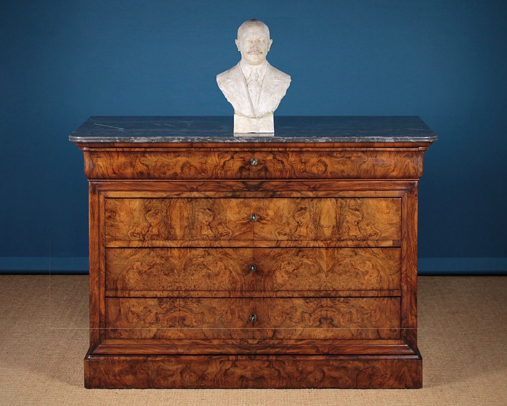 Burr Walnut Marble Top Chest of Drawers c.1830.