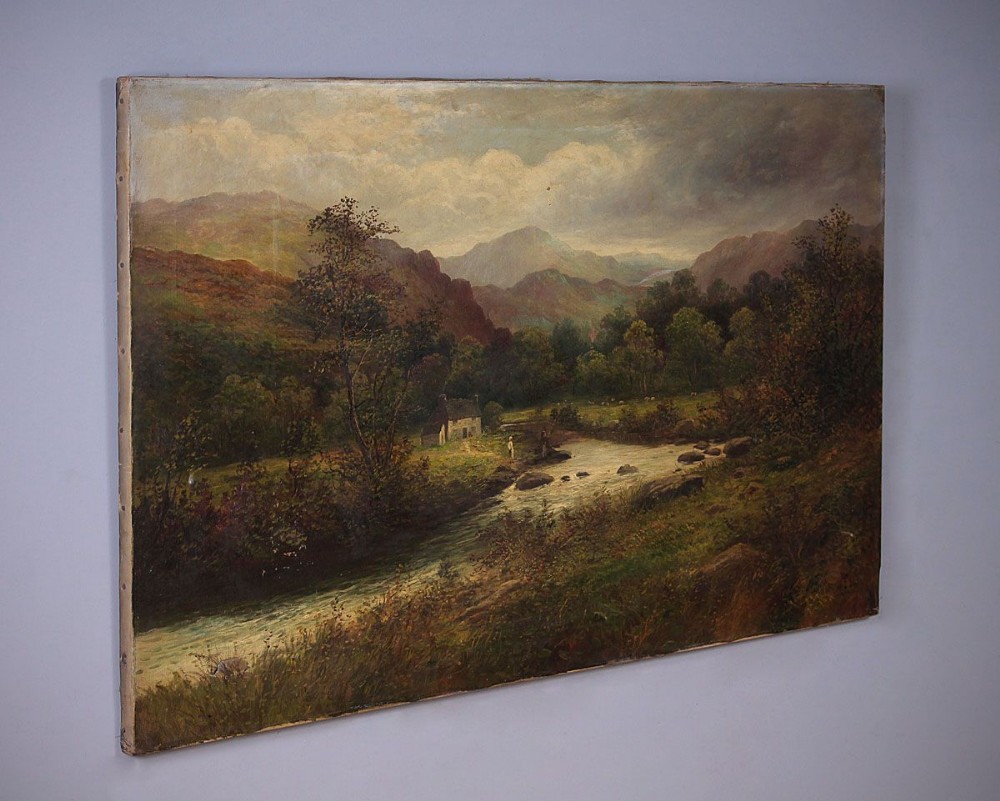 Large 19th.c. Snowdonia Landscape Oil Painting Canvas c.1890