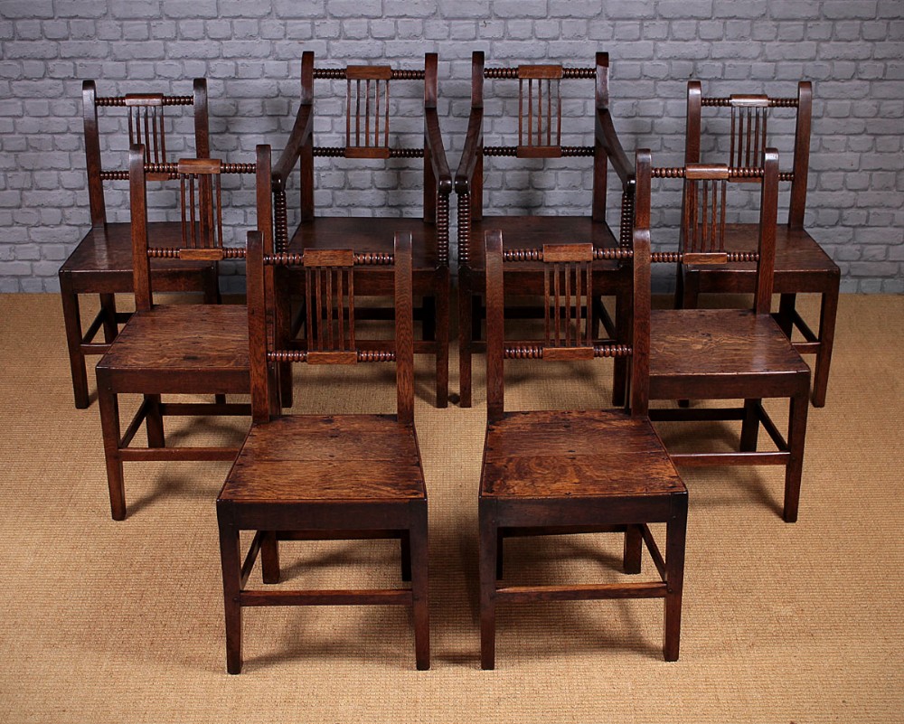 Set Eight Mid 19th.c. Welsh Oak Cottage Dining Chairs c.1850