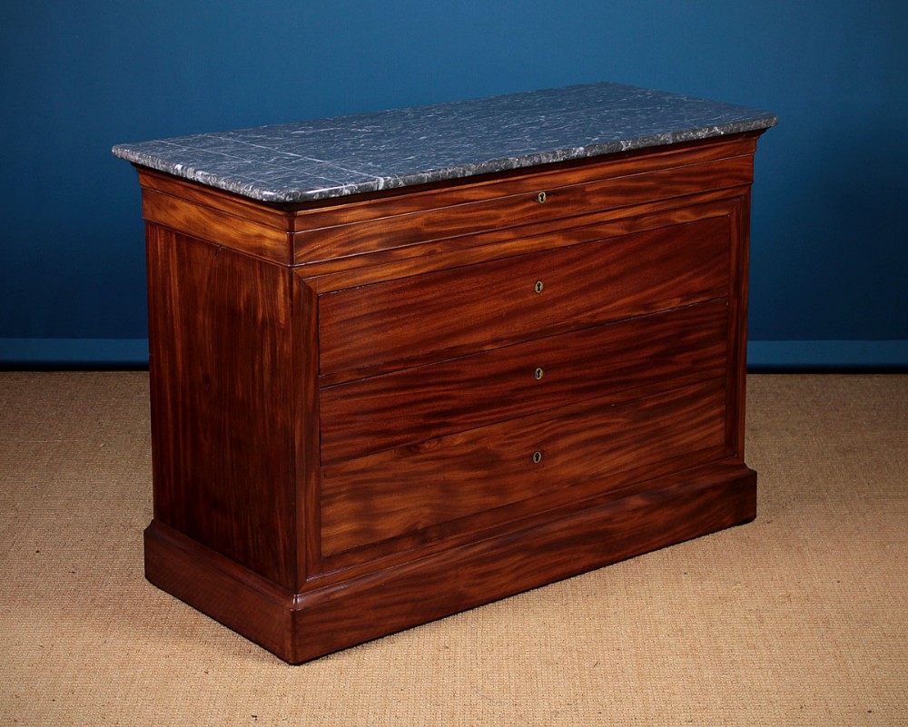 French Mahogany & Marble Top Chest Of Drawers c.1840.