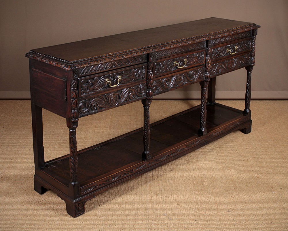 Carved Oak Potboard Dresser Base c.1870.
