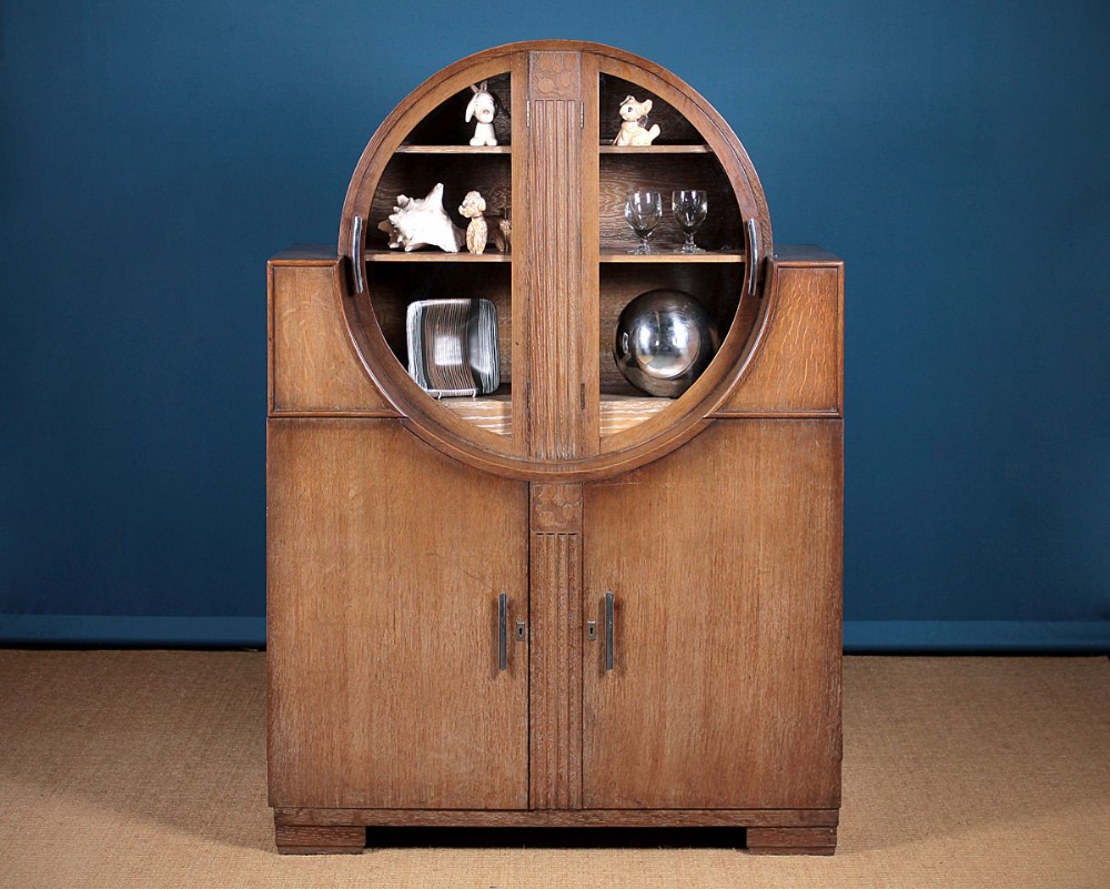 Art Deco Limed Oak Side Cabinet c.1930.