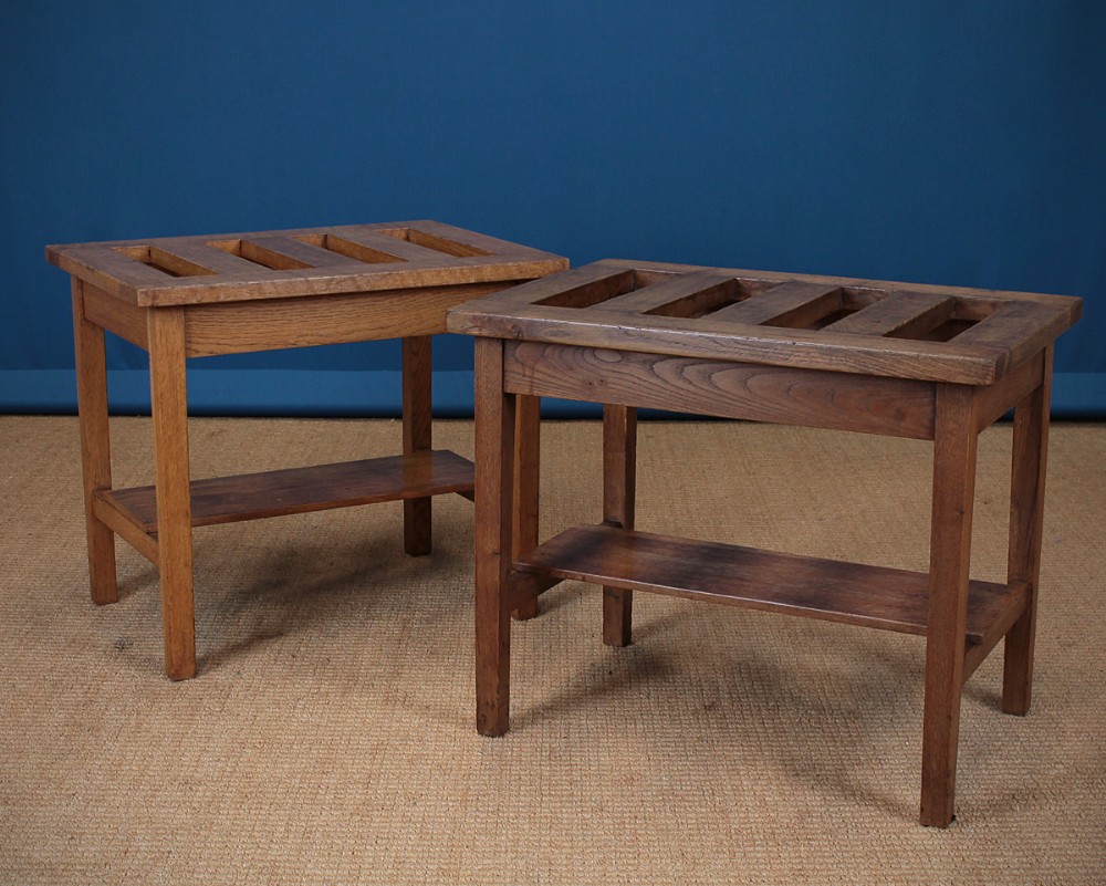 Pair Oak Luggage Stands c.1920