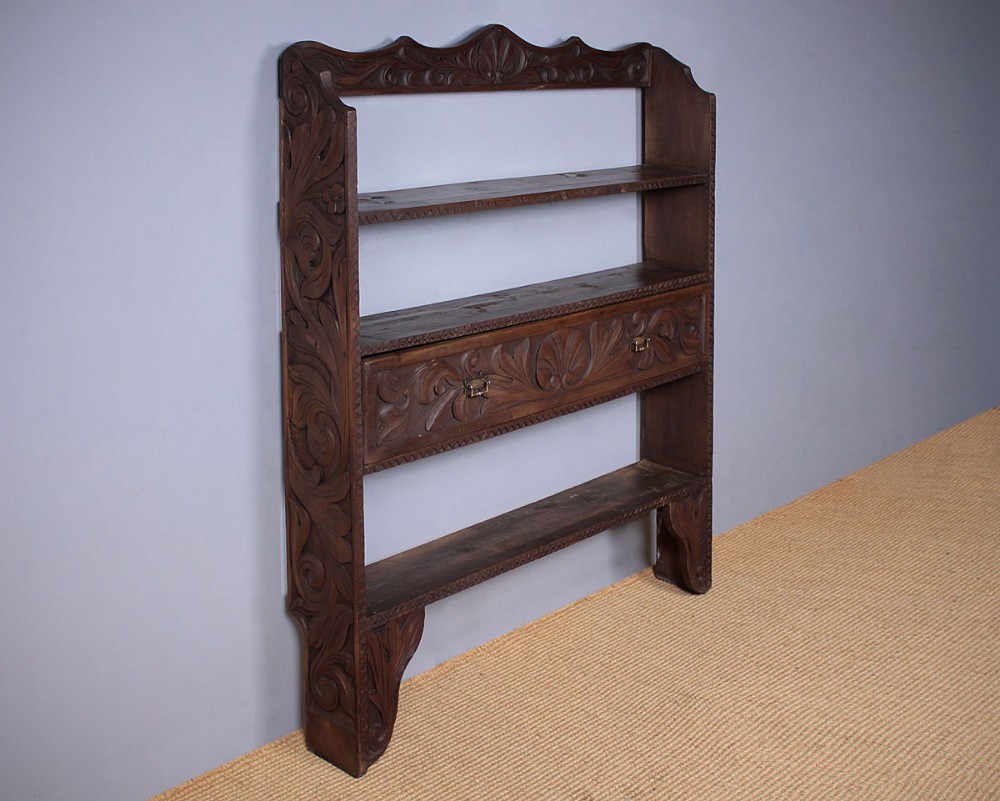Late 19th.c. Carved Oak Bookshelves c.1890.