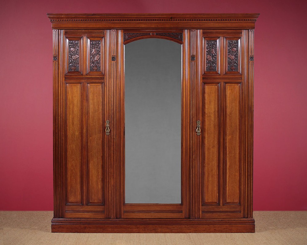 19th.c. Walnut Three Door Combination Wardrobe & Clothes Press c.1890