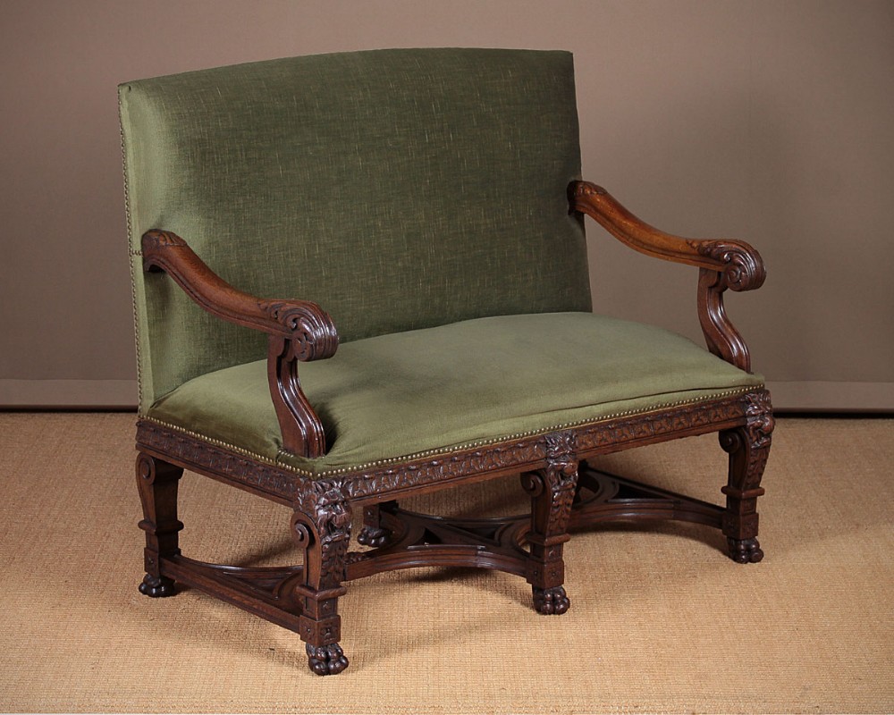 Renaissance Revival Carved Oak Couch c.1890.