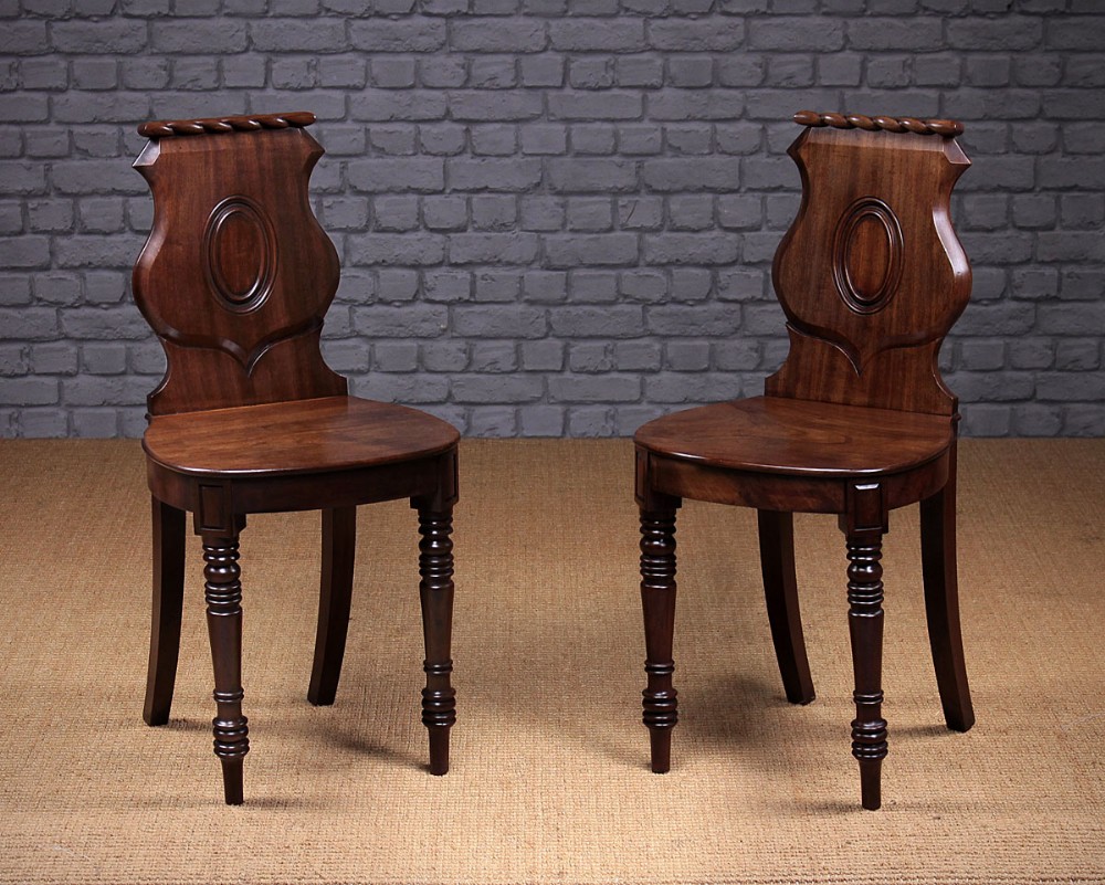 Pair of William IV Mahogany Hall Chairs c.1830.