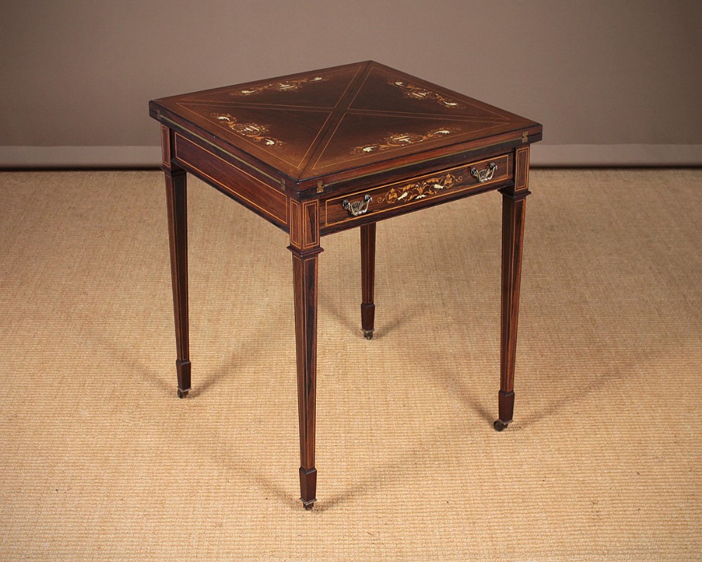 Late 19th.c. Rosewood Envelope Card Table c.1890