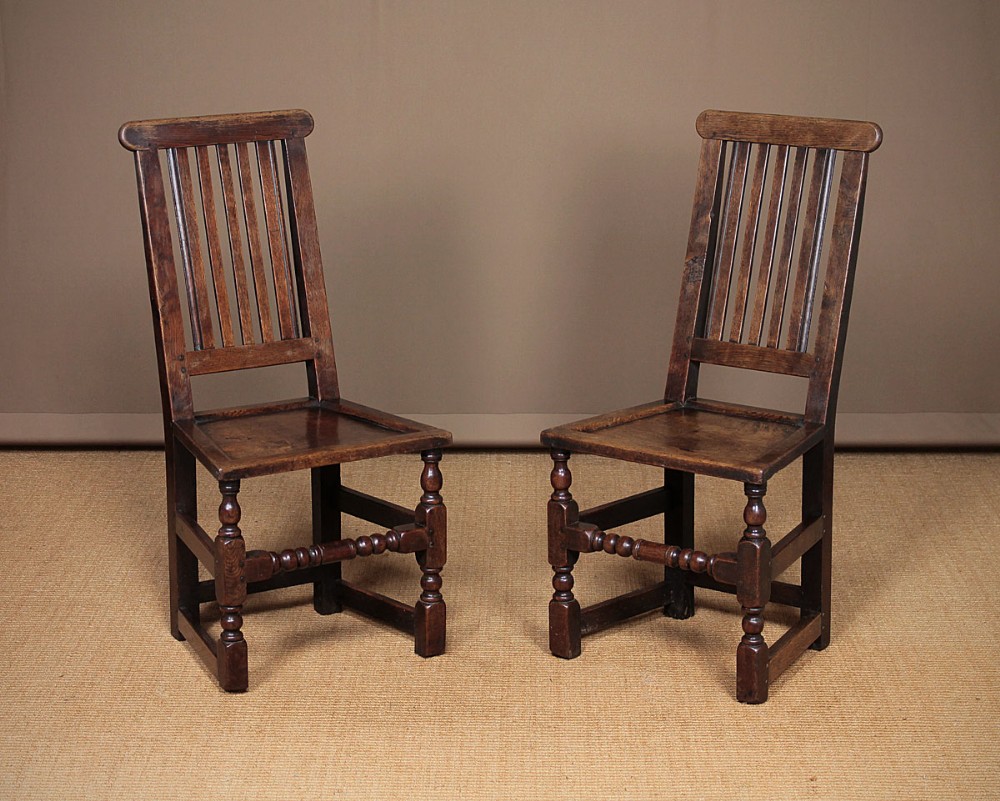 Pair Of 18th.c. Oak Side Chairs c.1760