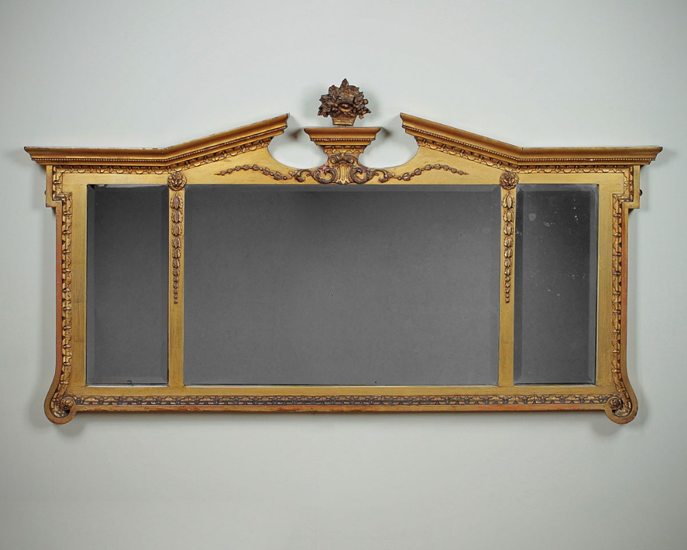 Triple Plate Overmantle Mirror c.1900.