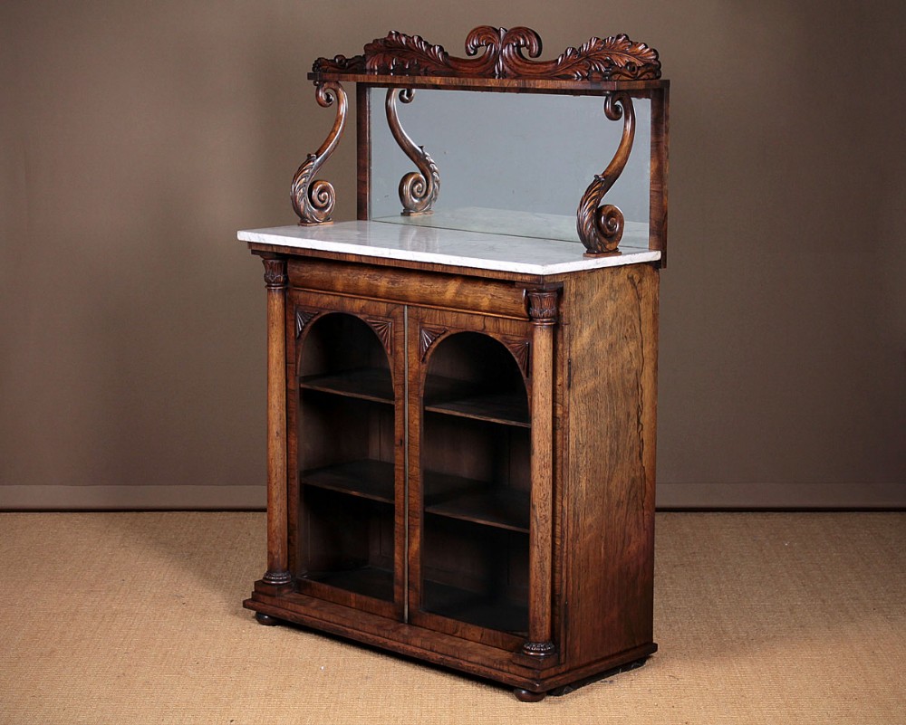 Rosewood and Marble Top Chiffonier Side Cabinet c.1830.