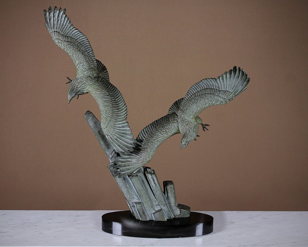 Art Deco Sculpture of Eagles in Flight by Rulas c.1930.