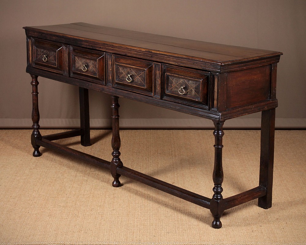 Oak Dresser Base with Oyster Veneered Front c.1920.