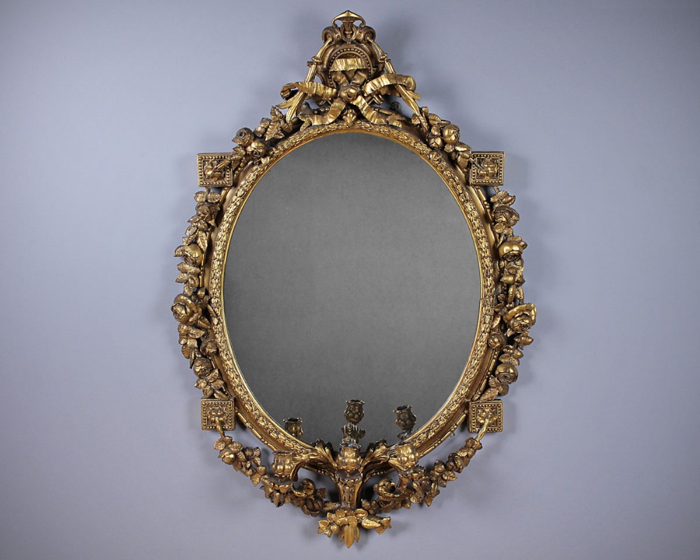 Large Gilded Girandole Wall Mirror c.1870.