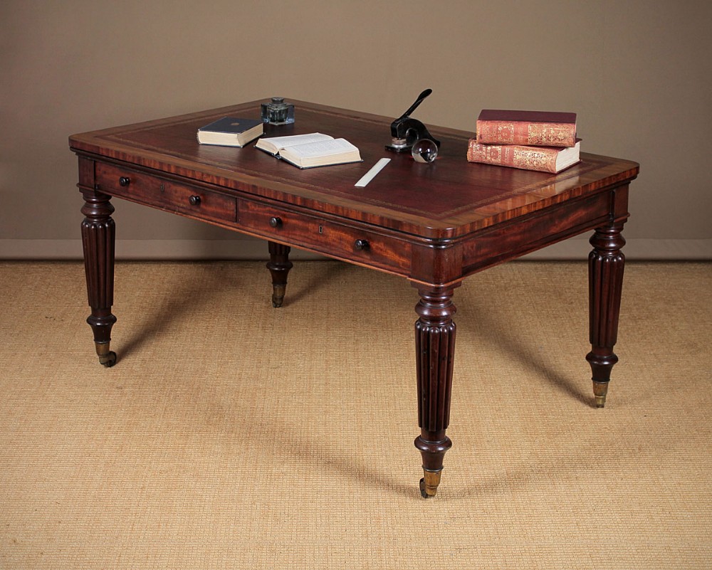 Gillows Style Mahogany Library Table Or Writing Desk c.1850.