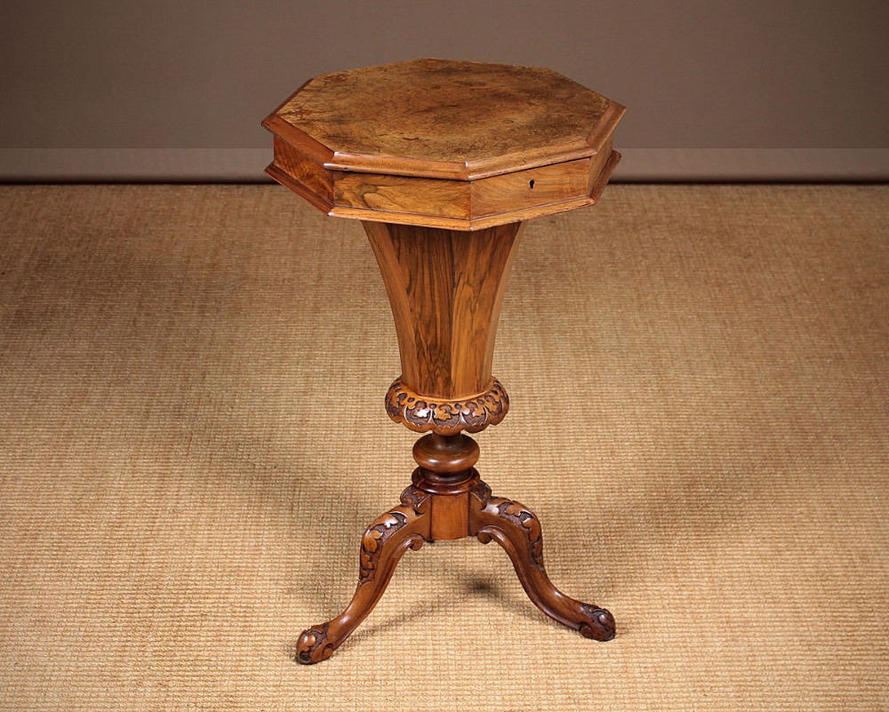 Inlaid burr Walnut Work Or Sewing Table c.1870.