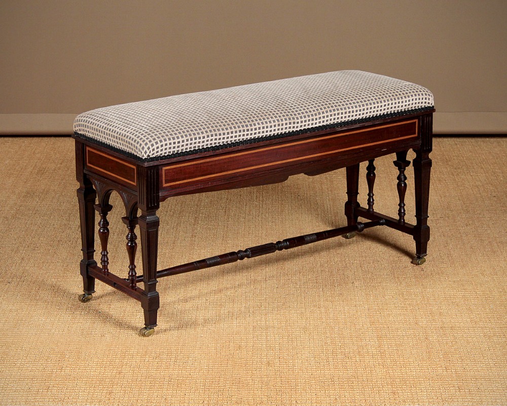 Edwardian Mahogany Duet Piano Stool c.1905.